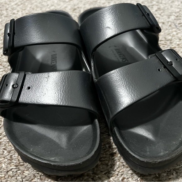 Birkenstocks Black Double Buckle Slide Sandals Unisex W 8 8.5 M 6 6.5 - Picture 9 of 13